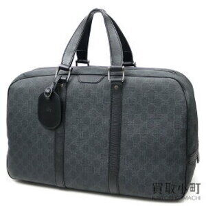 Gucci GG Supreme Duffle Bag Black Gray Boston Double Plus Canvas